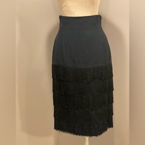 Vintage Escada Black Highwaste Skirt with Fringe